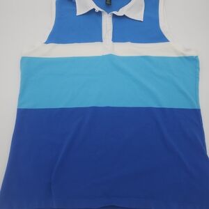 LRL Lauren Active Women's  Collared Polo Tank Top XL Golf Athleisure Colorblock